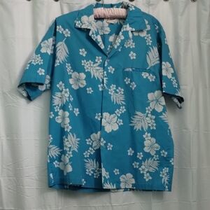 Vintage Helena's Blue Floral Hawaiian Shirt